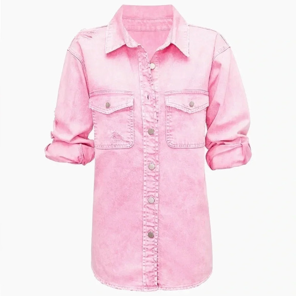 Retrofête Doreen Shirt in Vintage Pink Size Medium - Picture 7 of 8